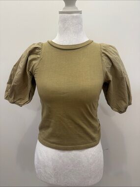 Molo Olive Green Puff Sleeve Top